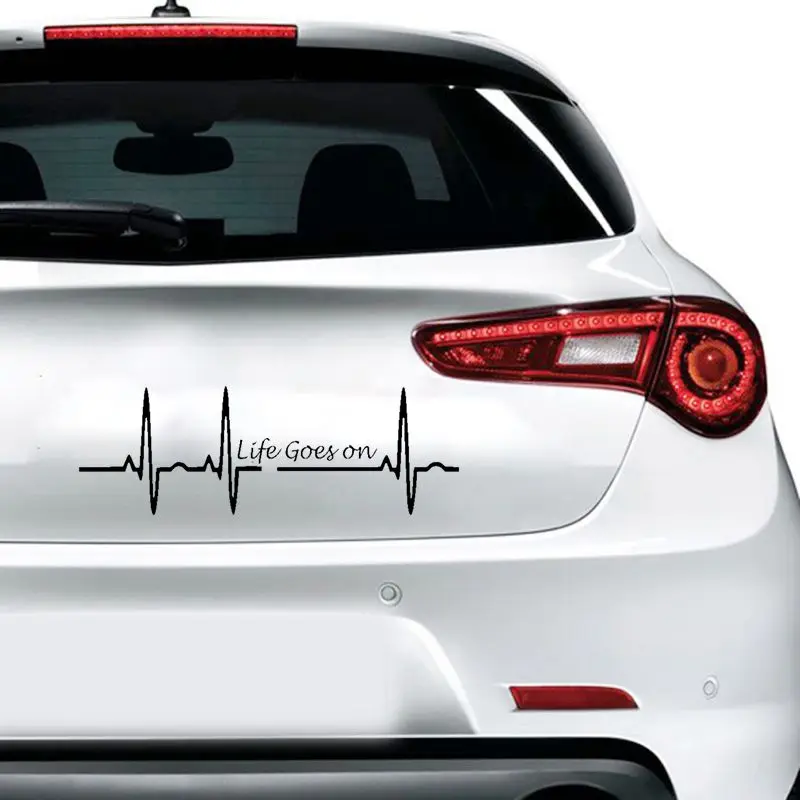 

17.5CM*5.8CM Car Sticker 3D Heart Beat Trackpad Life Goes On Decals Stickers on Car Reflective Motorcycle Car Styling