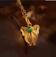 hi wedding butterfly 24k gold pendant necklace for party jewelry with chain choker birthday gift girl
