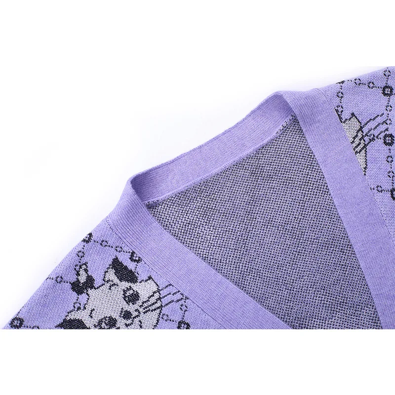 Женский трикотажный кардиган свободный пурпурный жакет оверсайз в стиле ретро