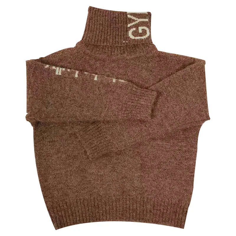 Детский толстый теплый свитер с высоким воротником вязаный для девочек на осень