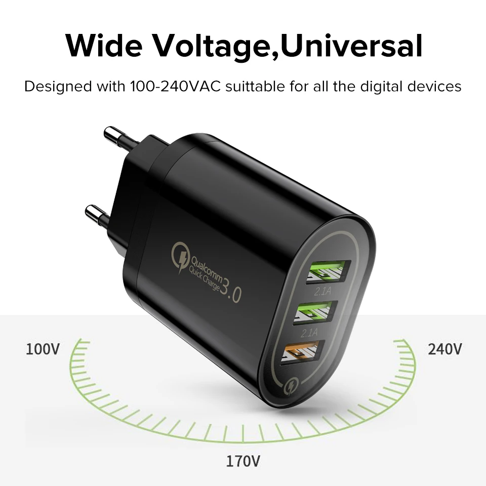 Venroii Быстрая зарядка 3 0 USB зарядное устройство для телефона samsung S8 S9 Xiaomi Mi 8 huawei