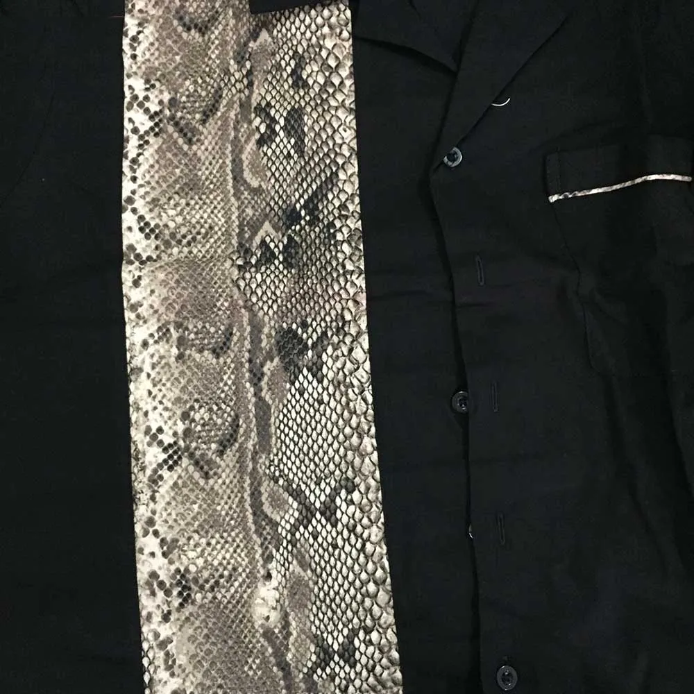 

Snake Printed Vintage Style Bowling Shirt 2019 Summer Short Sleeve Retro Animal Rockabilly 50s 60s Cotton Men Casual Shirt