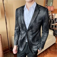 fashion printed suit jacket men business casual blazer masculino streetwear 2021 slim social wedding male clothing costume homme