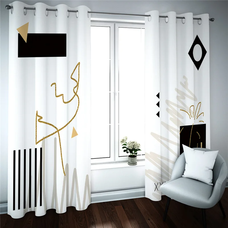 Modern Blackout Curtains Custom Photo Curtains Drapes For Living Room Fashion Brief atmosphere Window door curtain