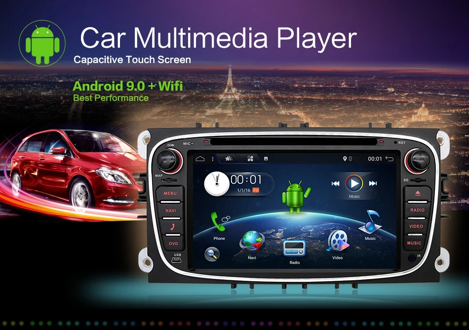 Для ford s max 2 din радио для фокуса Кассетный плеер android 9,0 радио тюнер управление рулем gps-навигация, dvd-плеер