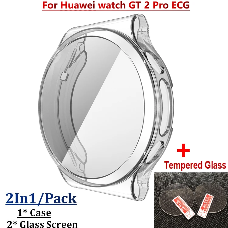 Защитный чехол для браслета из ТПУ Huawei watch GT2 Pro ЭКГ 3D экран закаленного стекла GT 2