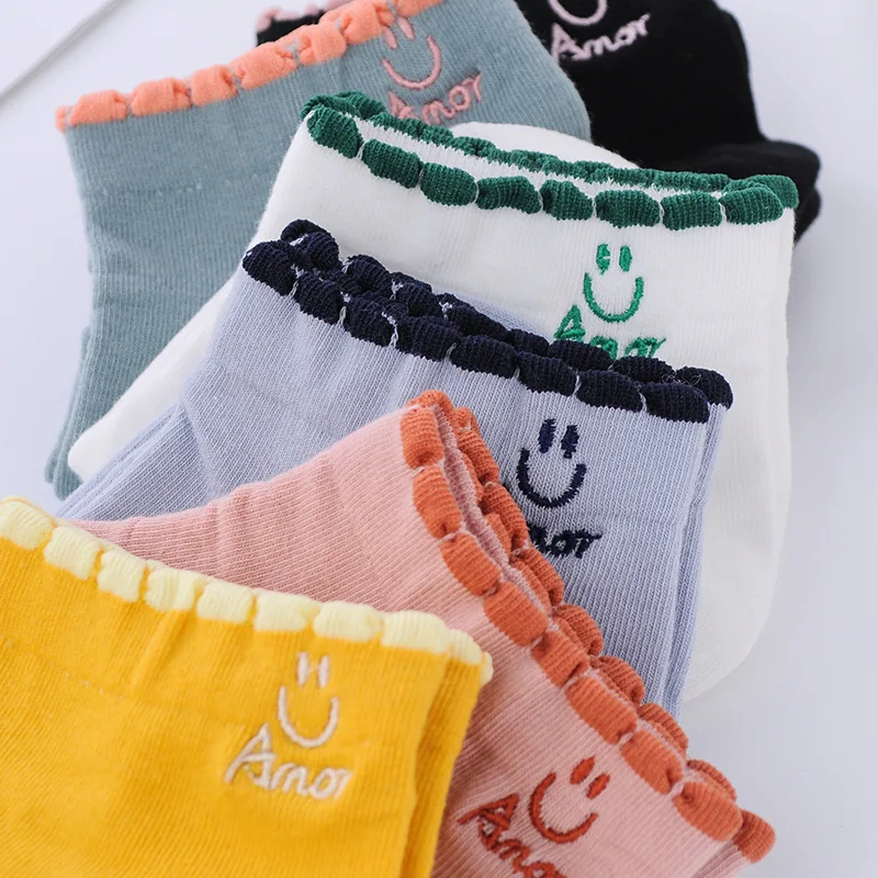 

Ins Fashion Creative Sweet Embroidered Socks Women Cute Low Cut Cotton Ankle Breathable Kawaii Harajuku Micky Cartoon Sox 5pairs