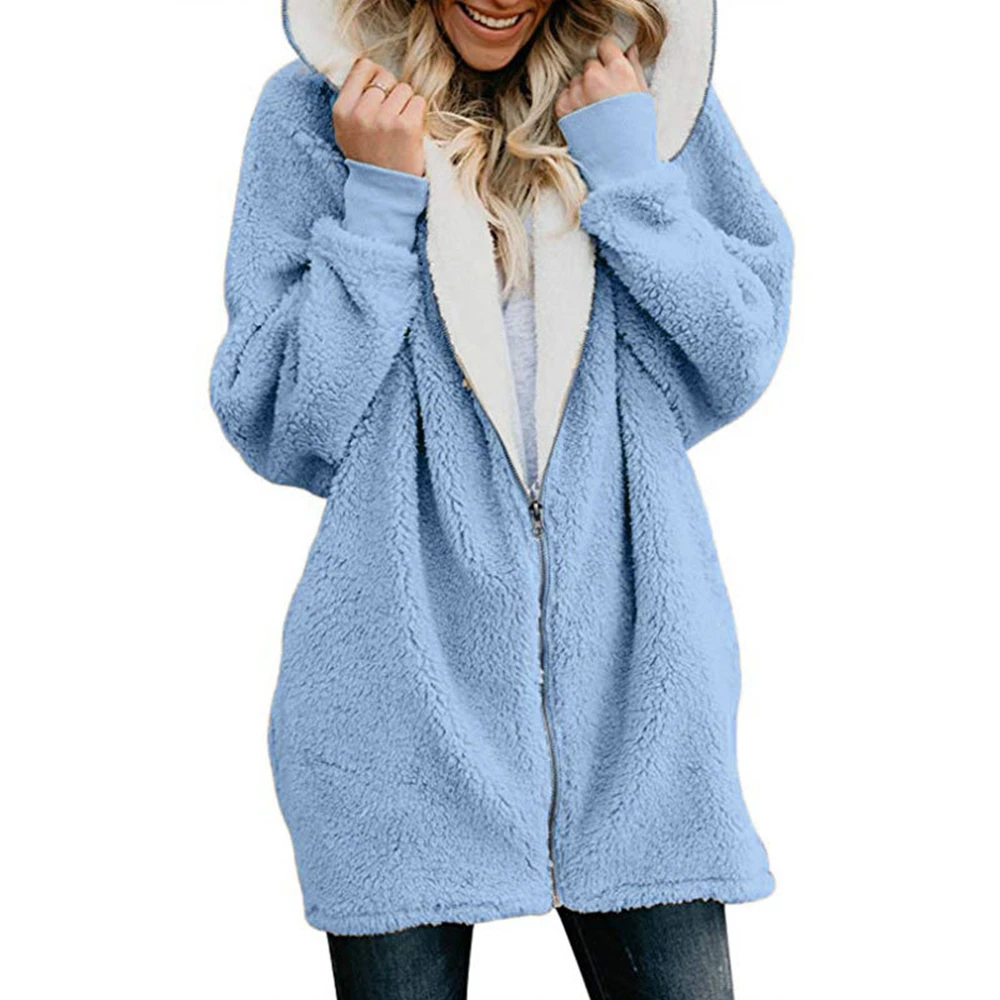 

2021 New Winter Women High Street Hooded Coat Fashion Warm Lambswool Long Hooded Jacket Casual Autumn Female Coat Outwear Top