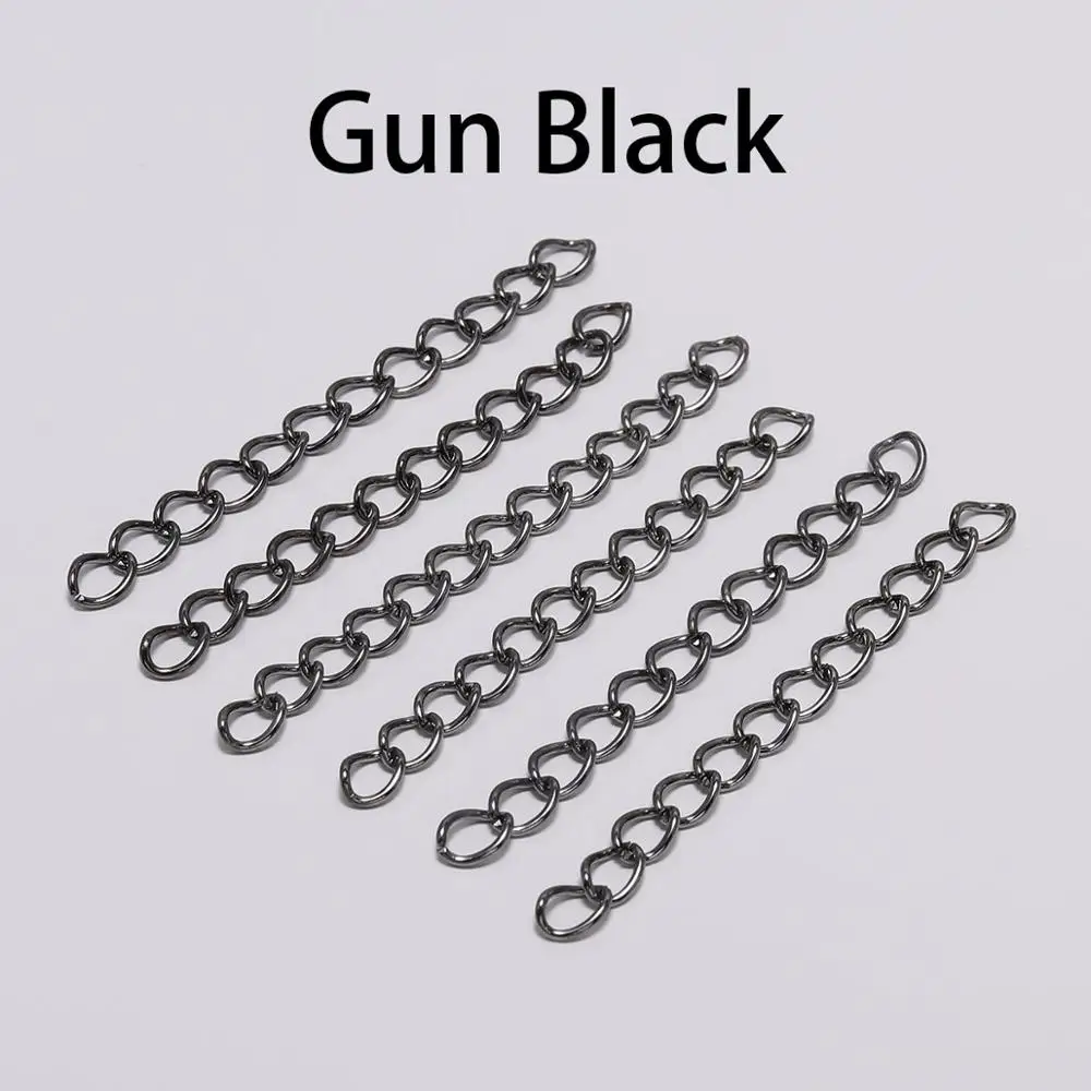 GunBlack 100 шт./лот, 50 мм, 70 мм, серебряное ожерелье, удлиняющая цепь, объемный браслет, удлиняющаяся цепочка, удлиняющая хвост, для самостоятельного изготовления ювелирных изделий - Цвет: GunBlack