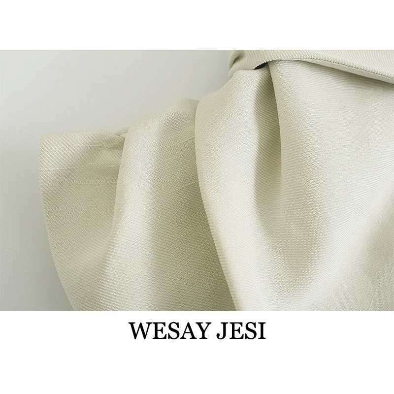 

WESAY JESI Women's Clothing Za 2021 Fashion Blazer All-Match Lace Button-Up Slash Neck Jacket Female Casual Coat Office Lady