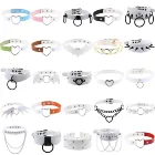 Женское кожаное ожерелье Goth в стиле панк, белое ожерелье из искусственной кожи с заклепками и круглым сердечком в стиле рок, пикантное ожерелье в стиле Харадзюку, бижутерия для косплея