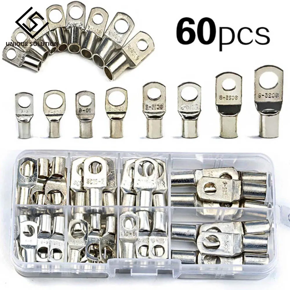 60 шт. ассортимент Авто Медь кольцевой наконечник обжимной разъем для проводов