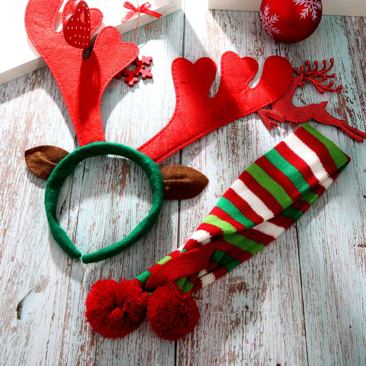 Вязаный рождественский шарф для домашних животных зимний полосатый олень обруч