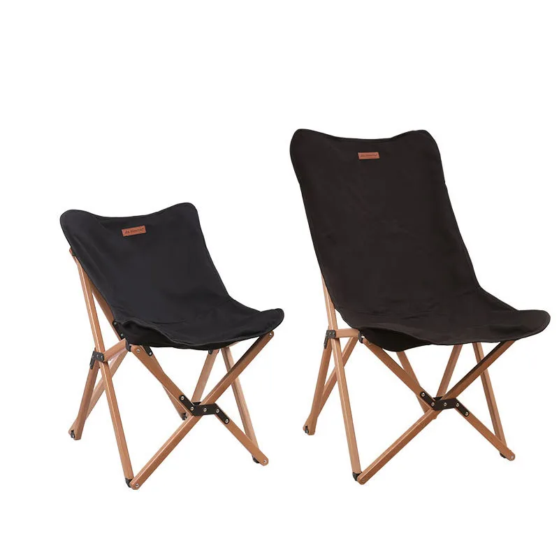 Portable Outdoor Camping Fishing Chair Exquisite Camping Butterfly Chair Portable Leisure Canvas Back Beach Solid Wood Chair