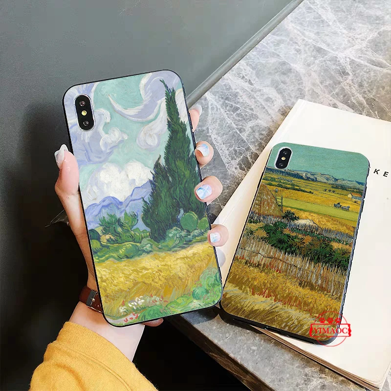 Van Gogh Oil Painting Silicone Soft Case for iPhone 5 5S 6 6S 7 8 11 Pro Plus X XR XS Max |