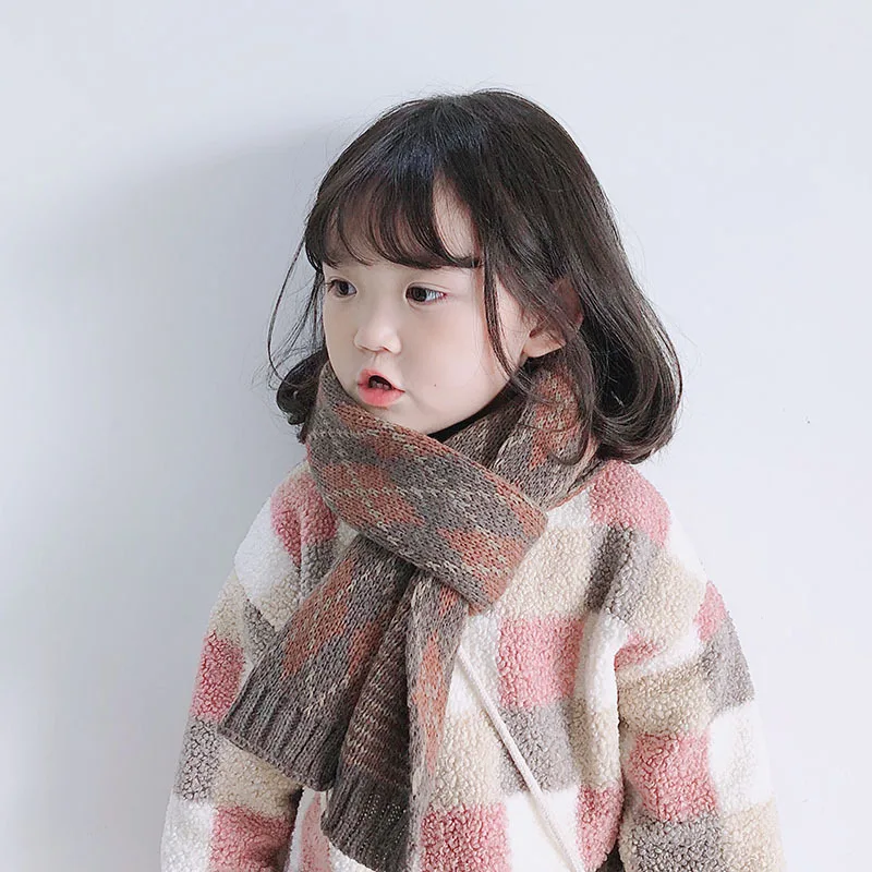 Children's Scarf Winter Baby Vintage Plaid Wool Boys Girls Warm Knitted Length 130cm | Детская одежда и обувь