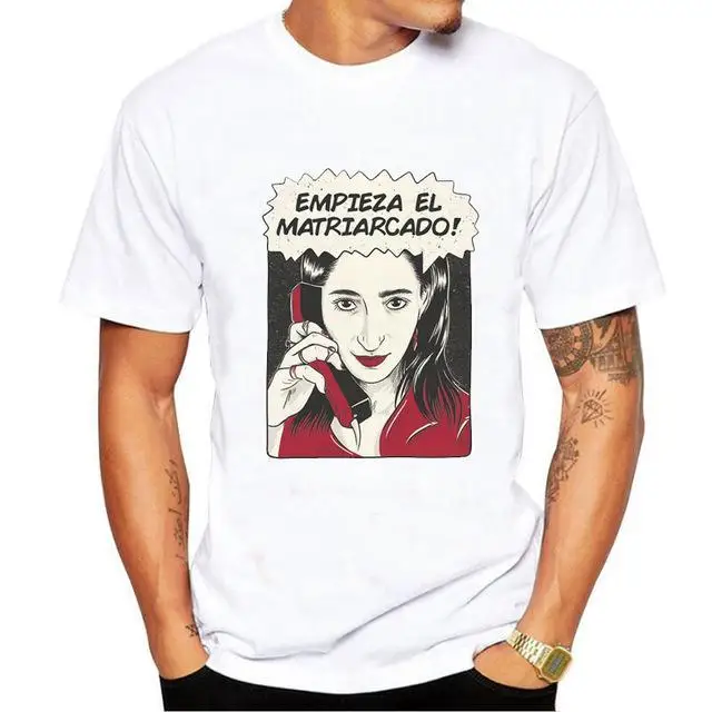 Футболка мужская с забавным дизайном тенниска надписью La Casa De Papel майка коротким