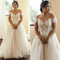 african wedding dresses plus size 2021 sexy off the shoulder lace appliques garden wedding dress cheap boho bridal gowns