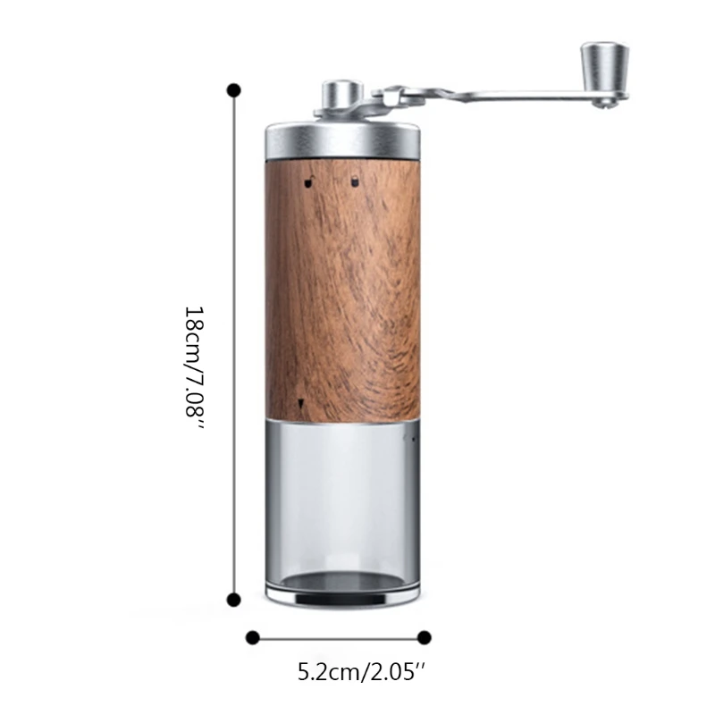

Portable Wood Grain Hand Manual Coffee Grinder Silver Stainless Steel Coffee Bean Burr Mill Hand Crank Aeropress Espresso Grinde