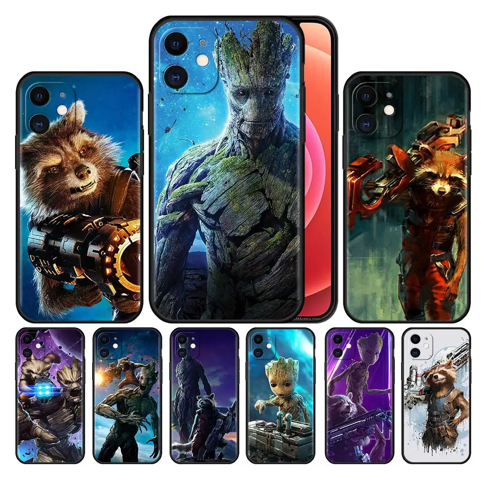 

Avengers Marvel Groot Raccoon Phone Case for Apple iPhone 13 Pro Max 12 Mini 11 7 8 Plus 6 6S+ X XS XR 5 5S SE Funda Cover Coque