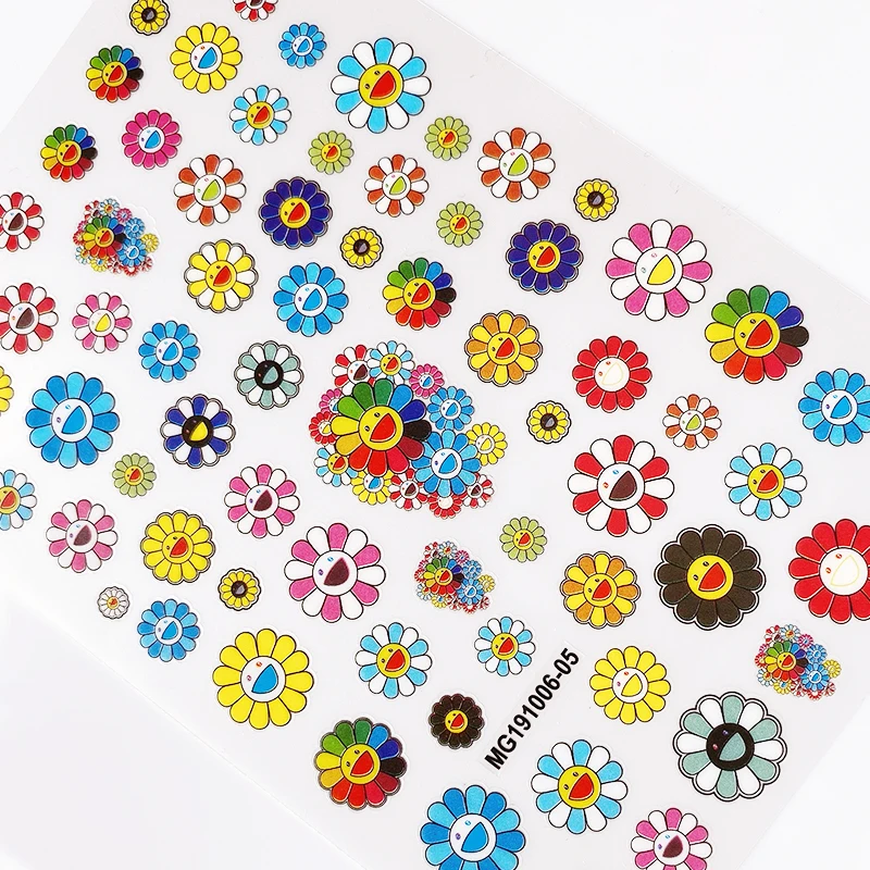 3D Happy Flower Nail Sticker Sunflower Decals Colorful Pattern Manicure Salon Acrylic Art Decorations Tool | Красота и здоровье