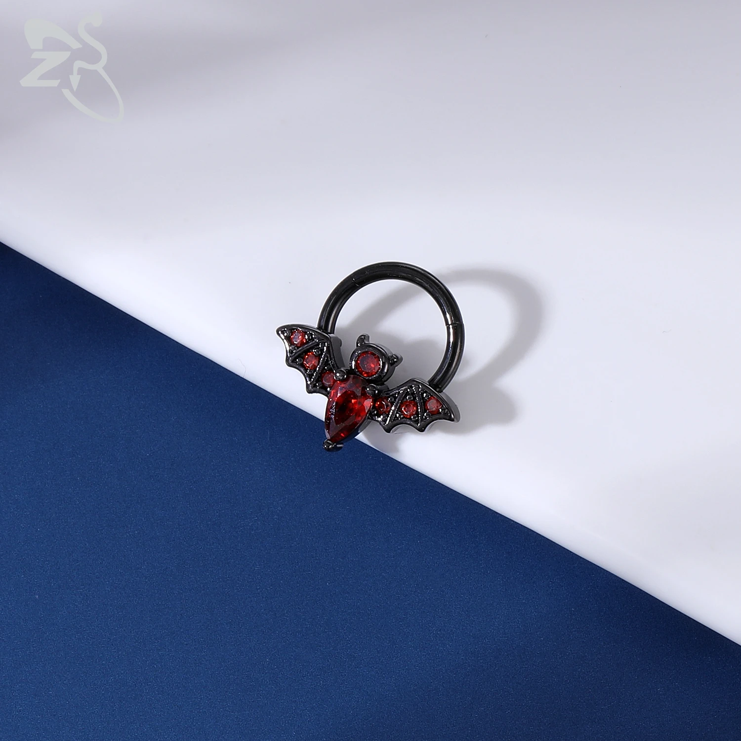 ZS 1 шт. дизайн летучая мышь CZ Кристалл носа кольцо 316L из нержавеющей стали