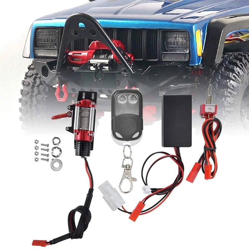 

RC Winch, Metal RC Car Winch with Remote Controller for Axial SCX10 90046 D90 1/10 RC Crawler Truck