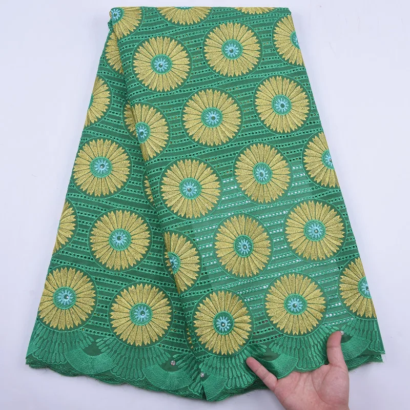 

cyan African Cotton Lace fabric High Quality embroidery 2020 Nigerian Cotton Swiss Voile Lace popular Dubai Ftyle for Party