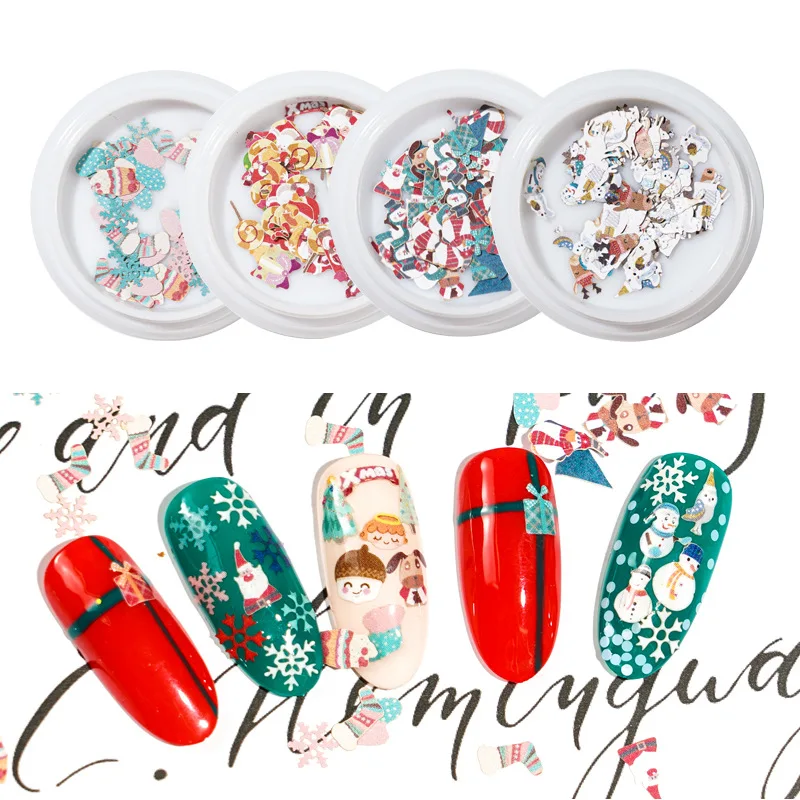 

2021 Christmas Nail Art Patch Christmas Snowman Three-Dimensional Wood Pulp Nail Decoration Patch DIY Nail Art Accessories Patch