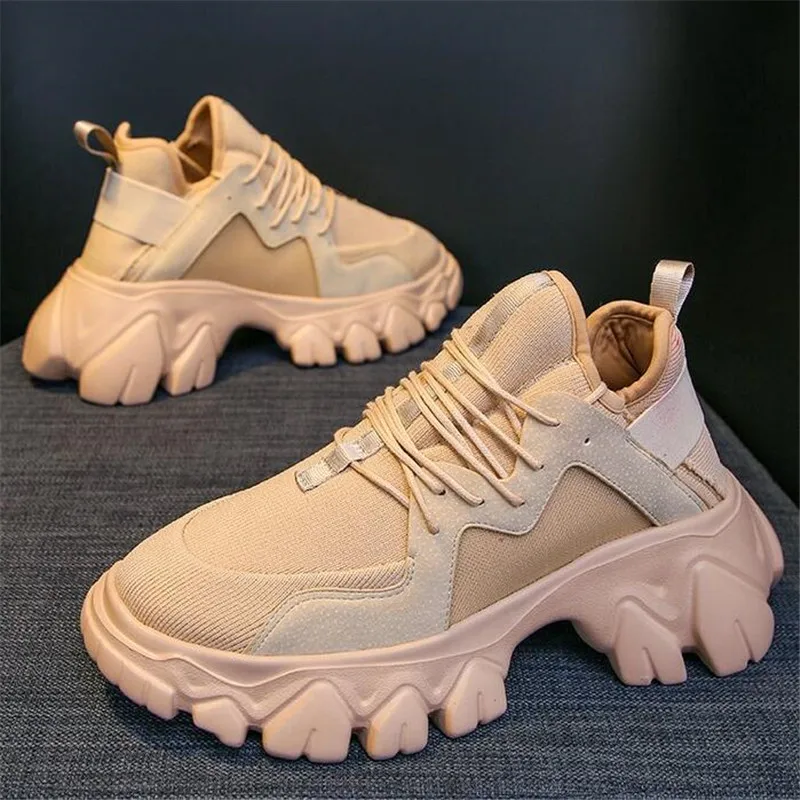 Женские кроссовки на высокой платформе водонепроницаемые дышащие толстой