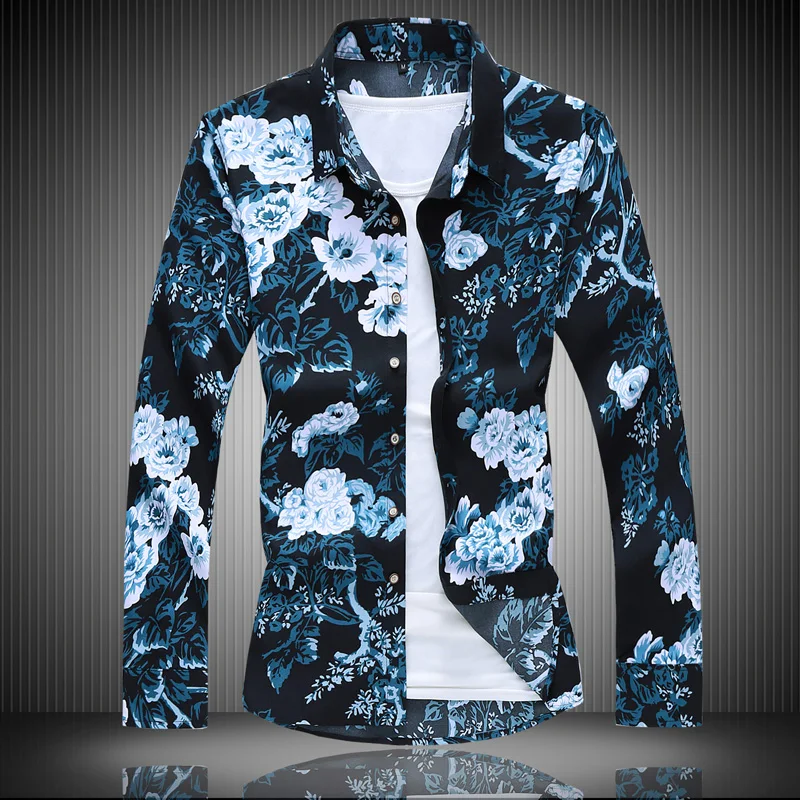 Мужская рубашка с коротким рукавом 100% хлопок цветочным принтом | одежда