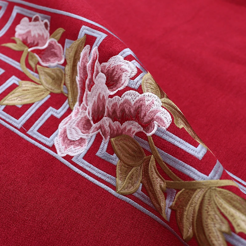 Льняная вышивка ткань для одежды украшение интерьера жаккардовый стежок из