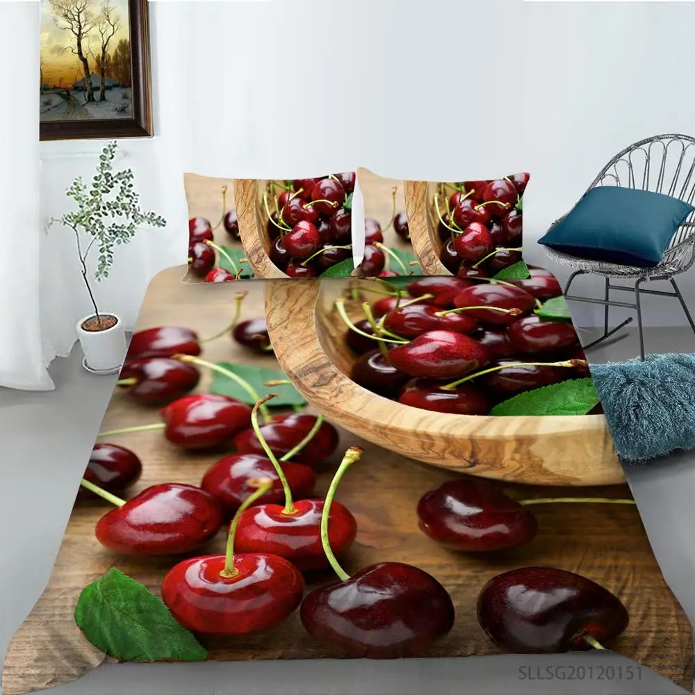 

3D Pomegranate Seeds Juice Printing Duvet Cover White Queen Twin Full Single Double King Bedding Set