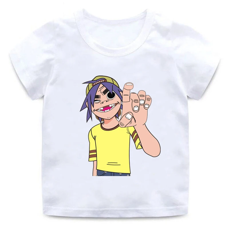 Gorillaz принт Забавная детская футболка Модные топы для маленьких мальчиков и