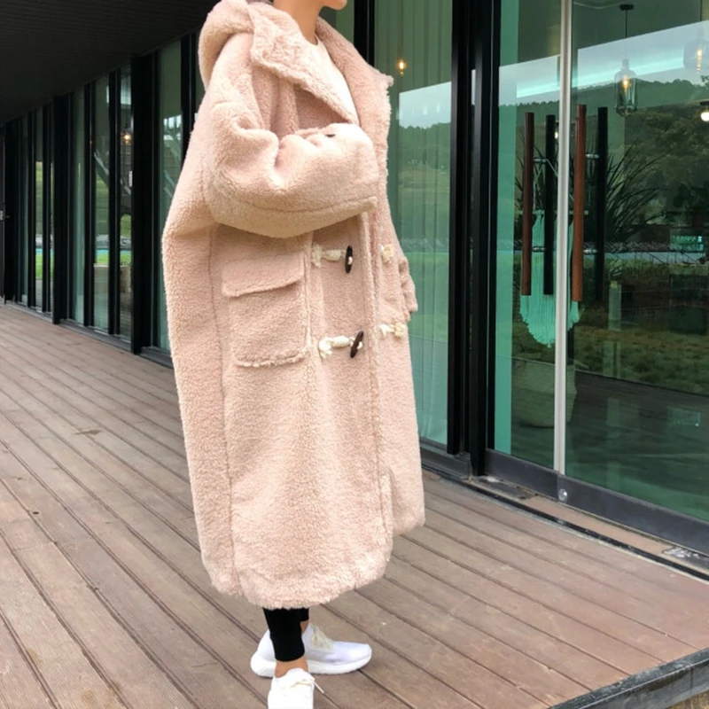 GETSPRING женское меховое пальто с капюшоном утолщенные зимние меховые шубы из