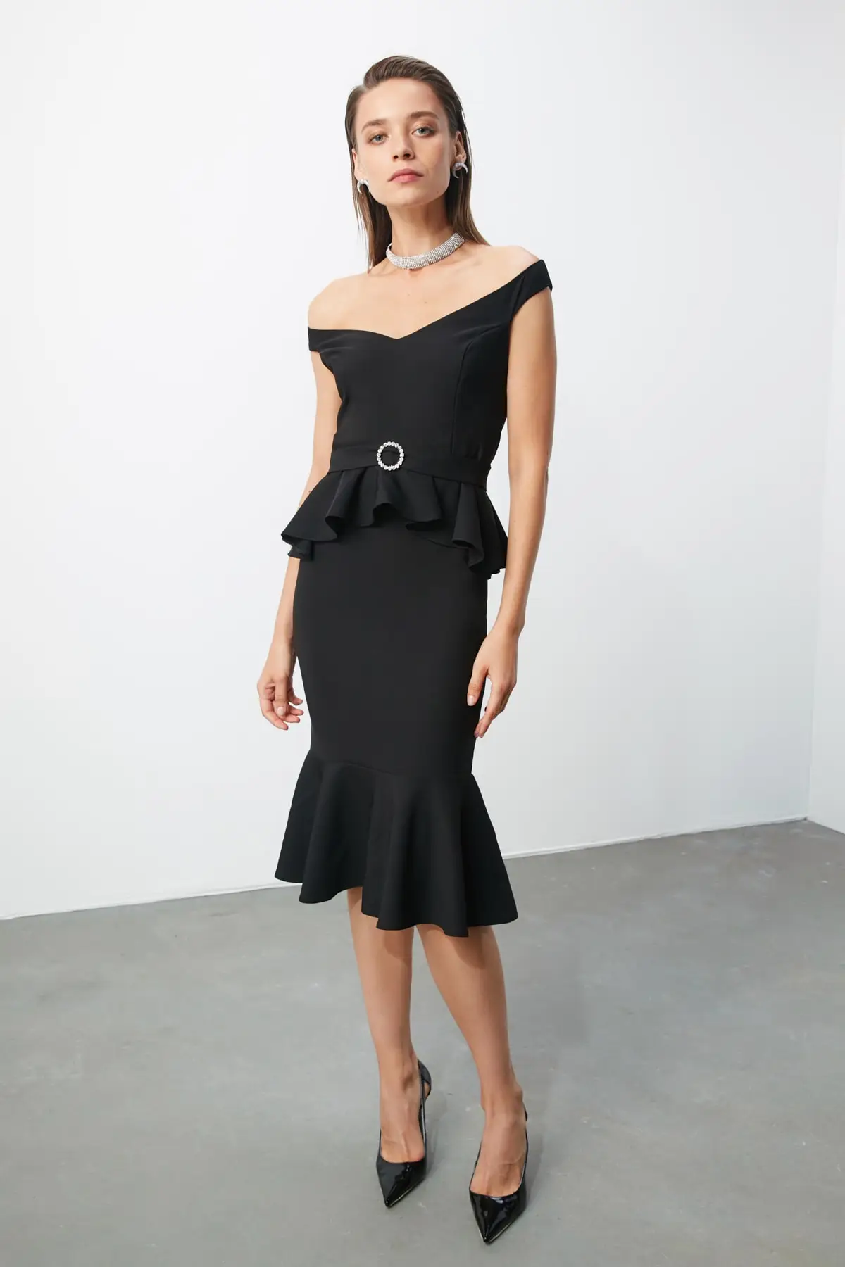 

Trendyol Belt Detail Flounces Dress TPRSS20EL1481