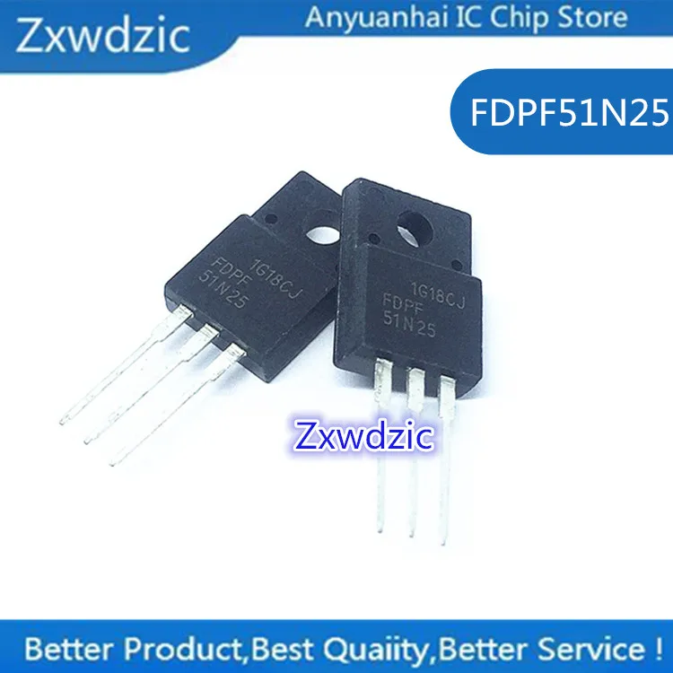 

10pcs 100% New Imported Original FDPF51N25 FDPF51N25YDTU TO-200F Field Effect Tube MOSFET 51A 250V