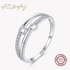 Модные кольца Ailmay из стерлингового серебра 925 пробы с простой текстурой для женщин и девушек, антиаллергенные изысканные ювелирные изделия, подарки