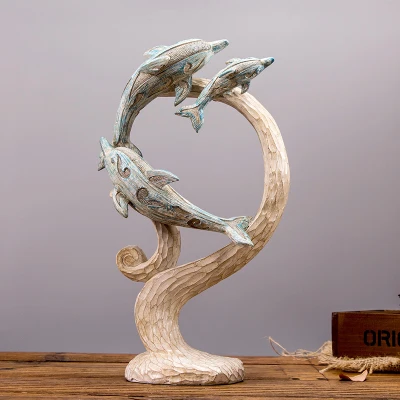 

Creative Dolphins display household TV cabinet porch jewelry Marine animal resin crafts store living room decoration statue