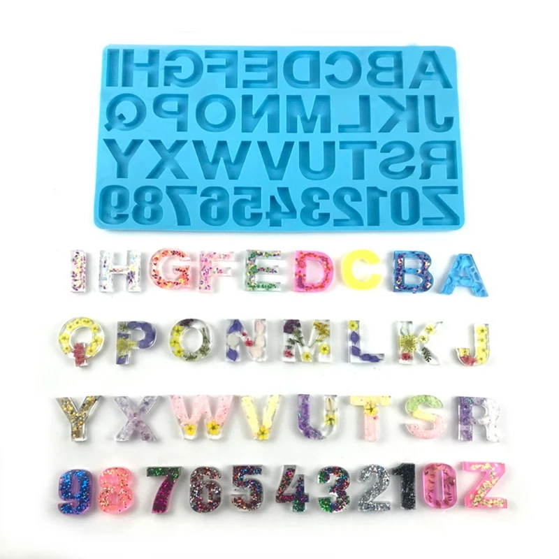 

Alphabet Keychain Epoxy Resin Mold English Letters Number Pendants Casting Silicone Mould DIY Craft Jewelry Casting Tool