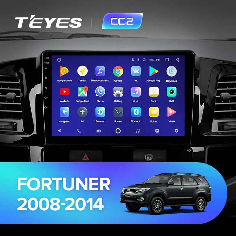 TEYES CC2 Штатная магнитола для Тойота Фортунер AN50 AN60 Toyota Fortuner AN50 AN60 2008 2010 2011 2012 Android 8.1, до 8-ЯДЕР, 2DIN автомагнитола 2 DIN DVD GPS мультимедиа автомобиля головное устройство