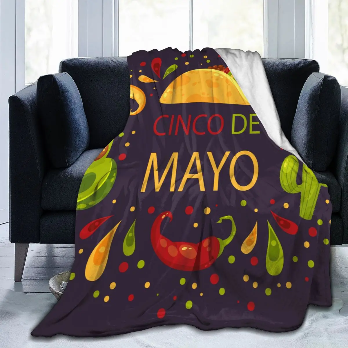 

Flannel Blanket Cinco De Mayo Ultra-Soft Micro Fleece Blanket for Bathrobe Sofa Bed Travel Home Winter Spring Fall
