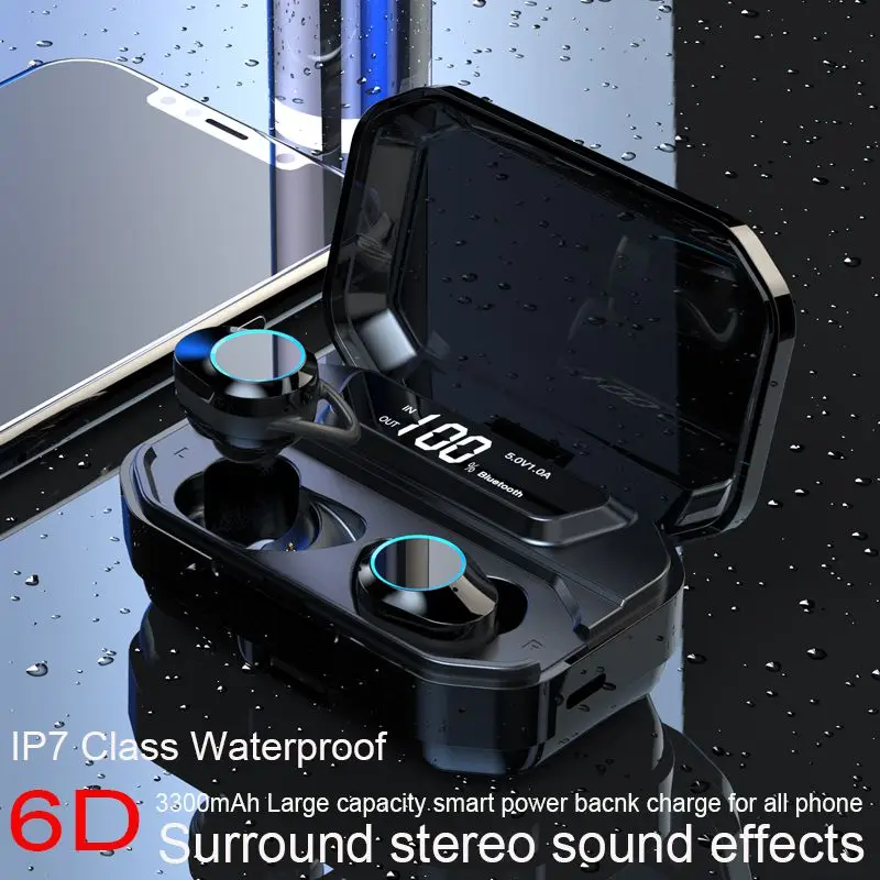 

Waterproof Wireless Earphones TWS Bluetooth 5.0 Earbuds With LED Display Charging Box Earphones
