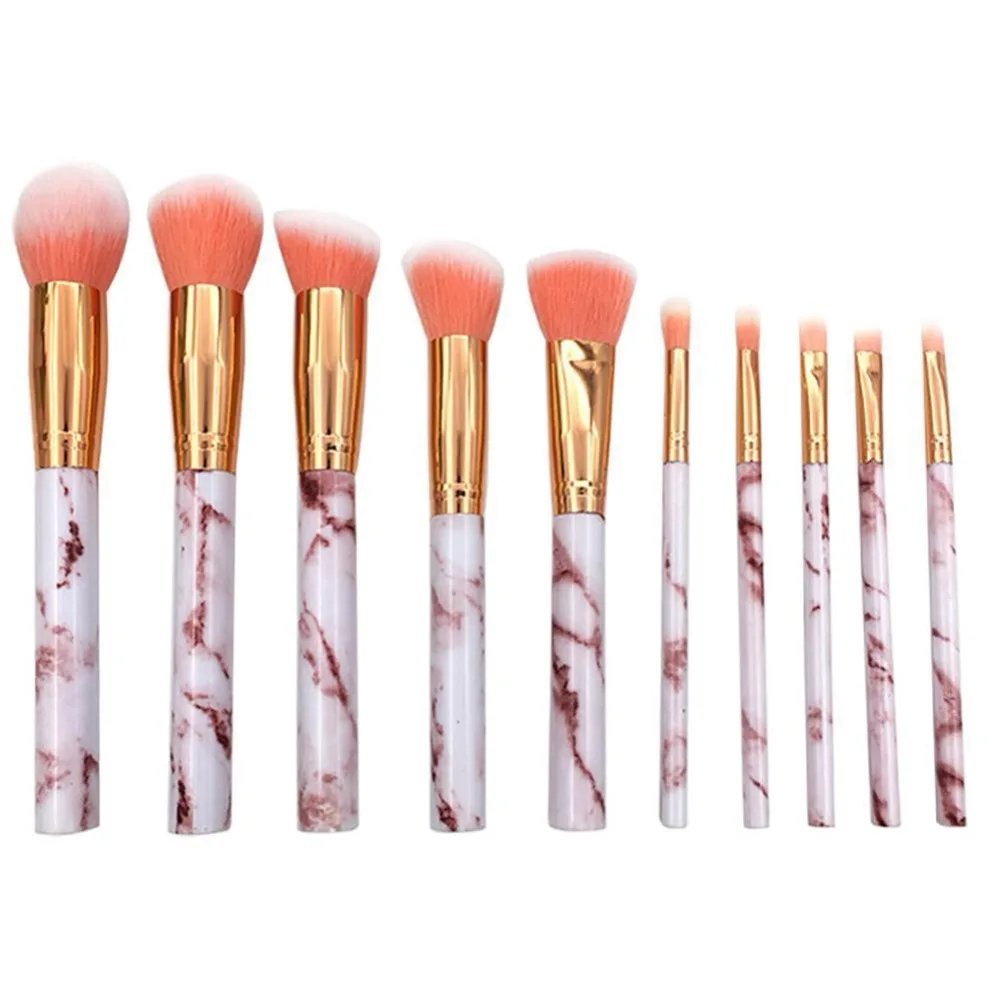 10 шт./компл. Профессиональные кисти для макияжа с мраморной ручкой тени век