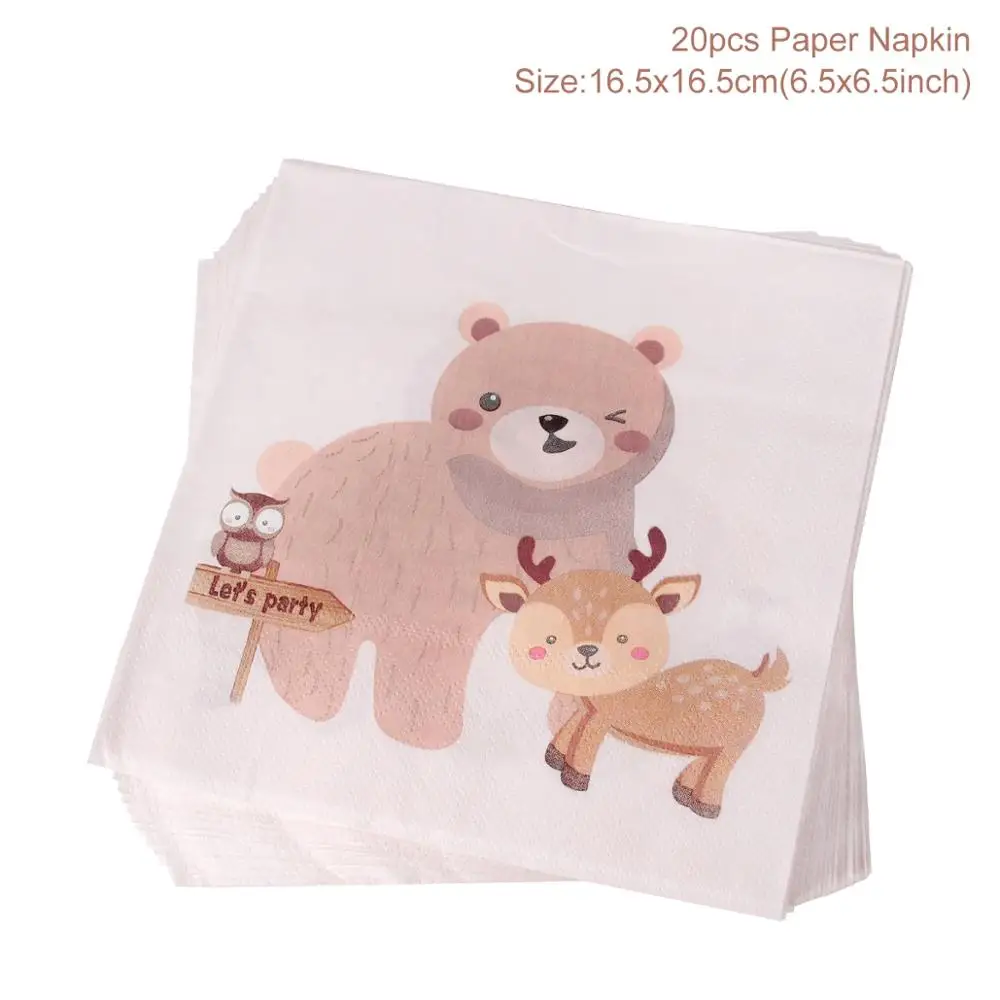 Paper Napkin 20pcs Звездный лес, животные, джунгли, лес, сделай сам, Вечерние Декорации, Лесной лес, день рождения, вечеринка для ребенка, Декор, детский день рождения, принадлежности для вечеринки - Цвет: Paper Napkin 20pcs