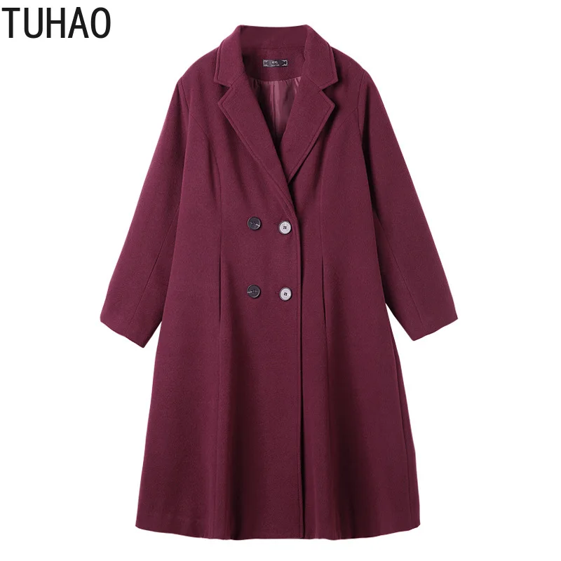 TUHAO Plus Size 10XL 9XL 8XL Long Blend Outerwear Women Overcoat Wool Coat High Quality Autumn Winter Jacket Elegant Coats | Женская