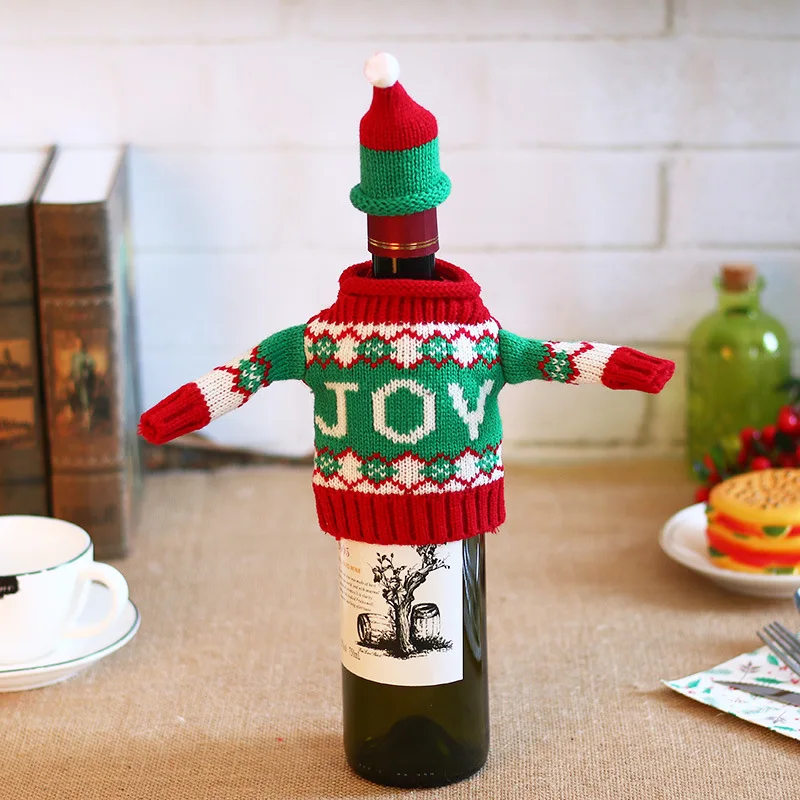 M2- Joy Год подарок Санта Клаус винная бутылка пылезащитный чехол Xmas Noel рождественские украшения для дома Navidad декор для обеденного стола - Цвет: M2- Joy