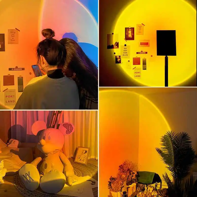 

Led Night Light Sunset Projector Lamp Rainbow Atmosphere for Home Bedroom Background Decoration USB Night Lamp Holiday Lighting
