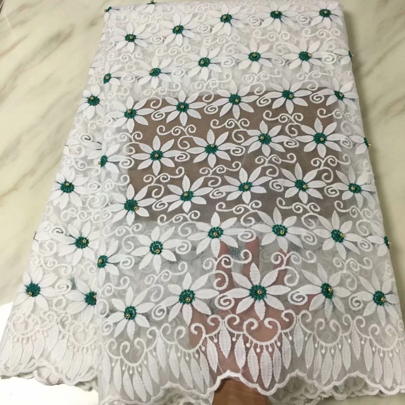 2019 African Tulle Lace Fabrics High Quality Swiss Voile Embroidered Nigerian with Beads For Wedding Party | Аксессуары для одежды