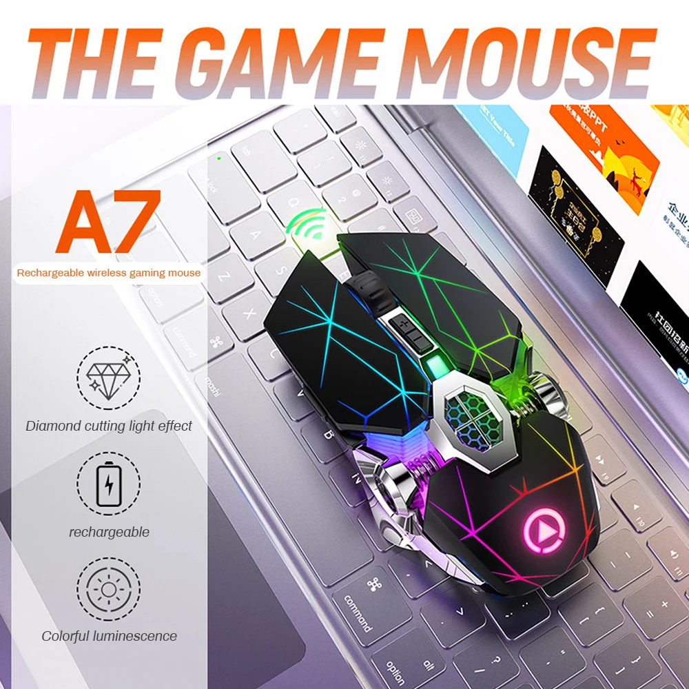 gaming mouse rechargeable wireless silent mouse led backlit 2 4g usb 1600dpi optical ergonomic mouse gamer desktop for pc laptop free global shipping